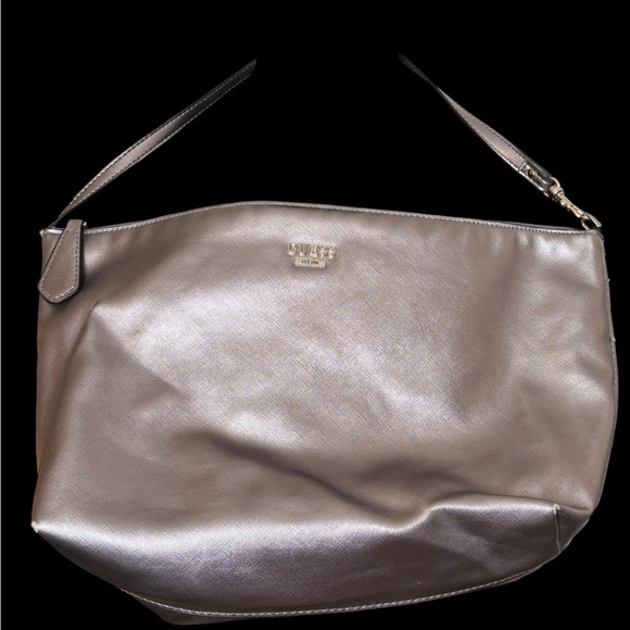 Guess Vegan Leather Silver Metallic Shoulder Hand Bag - Picture 1 of 2